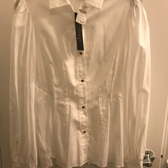 Petersyn White Cotton Blouse With Peplum In the Back - Picture 1 of 10